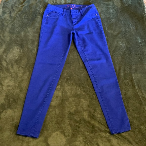 Womens Elle Royal Blue Skinny Jeans sz 4r Crops - Picture 2 of 6